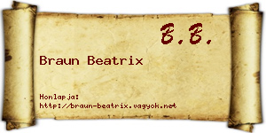 Braun Beatrix névjegykártya